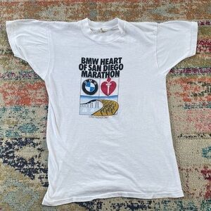 Vintage BMW San Diego Marathon 1983 Screen Stars Graphic Tee Tshirt